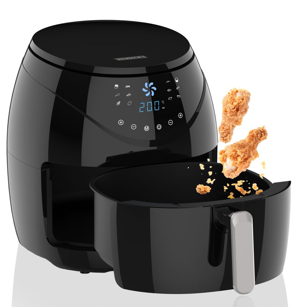 Heinrich's Heißluftfritteuse 9L XXL - 1800W Mit Sensor-Touch Display & 10 Programmen